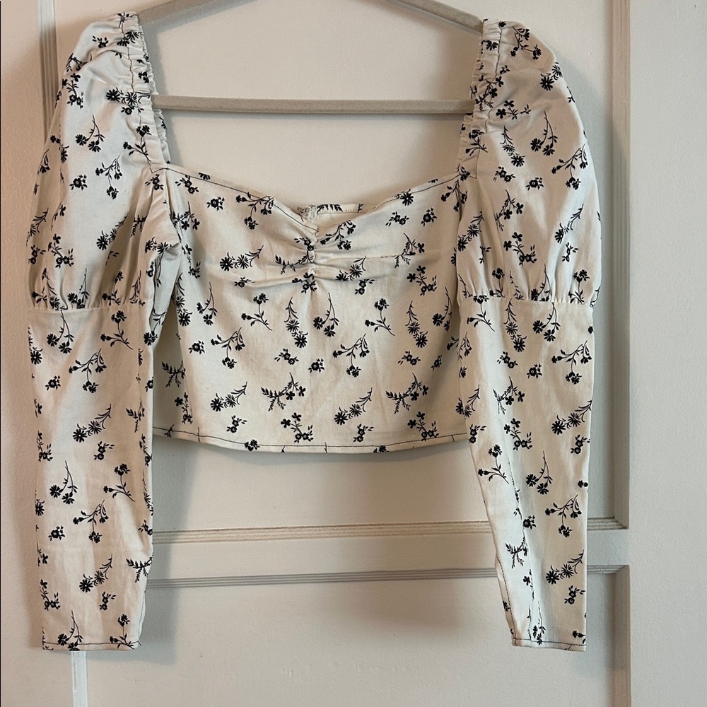 Honey Punch Black and White Floral Blouse